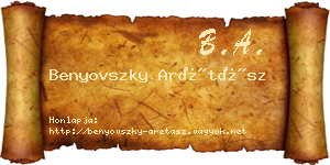 Benyovszky Arétász névjegykártya